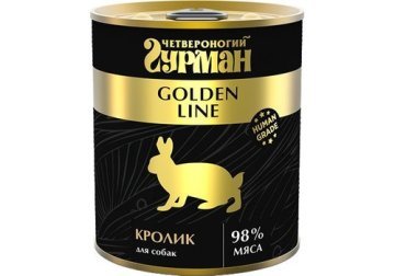 ЧЕТВЕРОНОГИЙ ГУРМАН GOLDEN LINE Консервы Золотая линия для собак Кролик натуральный в желе (цена за упаковку) 100 гр х 24 шт