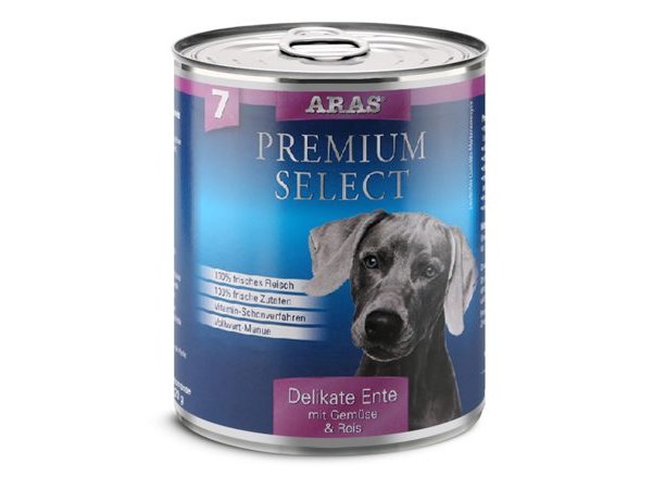 №7 ARAS PREMIUM SELECT HOLISTIC · Консервы холистик класса для собак · Утка с овощами и рисом · 820г