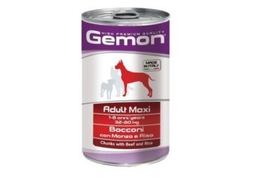 Влажный корм GEMON ADULT MAXI CHUNKS BEEF & RICE Консервы Джимон для собак Крупных пород кусочки Говядины с рисом (цена за упаковку) 1250г х 12шт