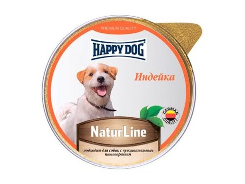 HAPPY DOG NATURLINE Паштет Хэппи Дог для собак Индейка (цена за упаковку, Россия) 125 гр х 10 шт шт